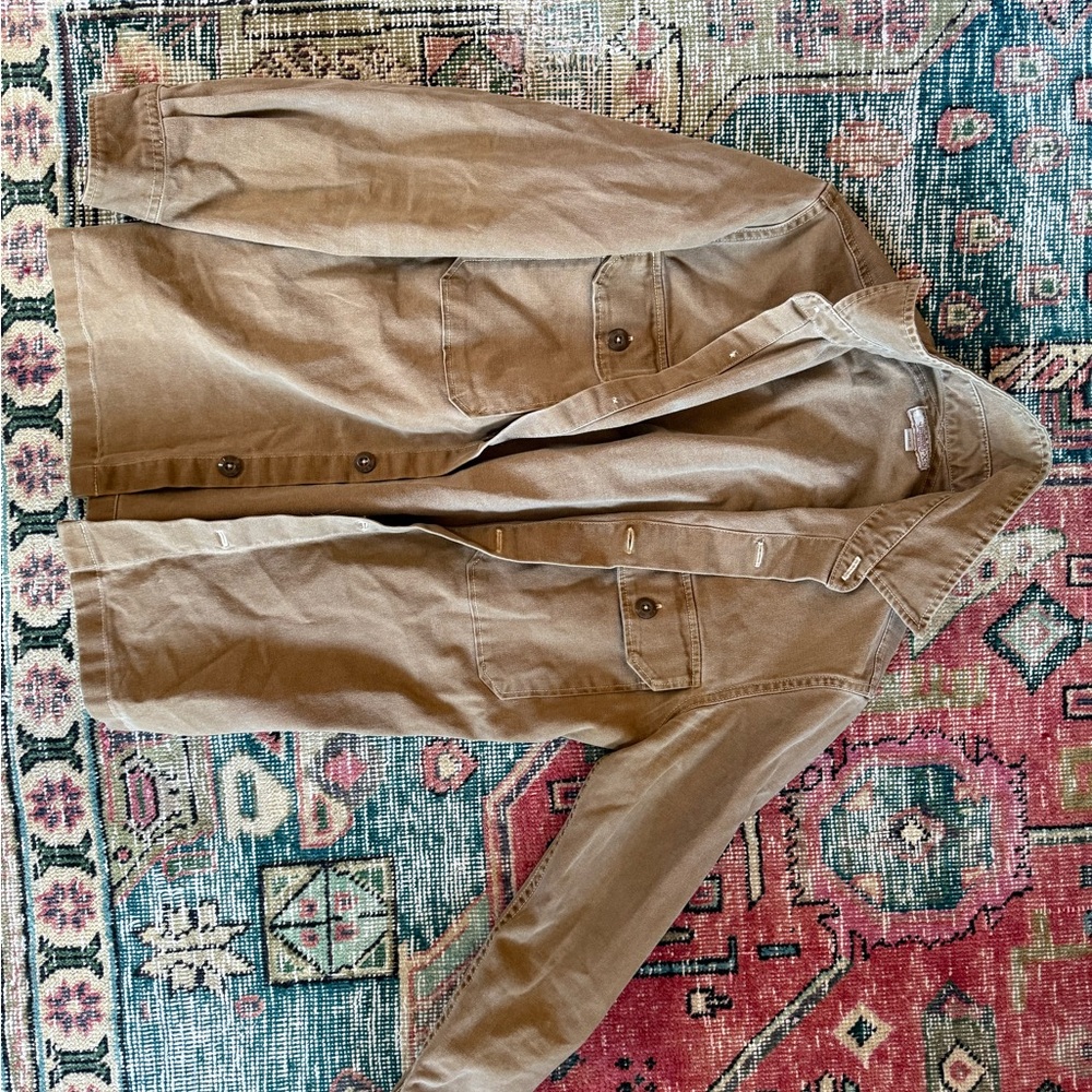 Jcrew Wallace & Barnes tan Button-Up heavy duck canvas utility shirt